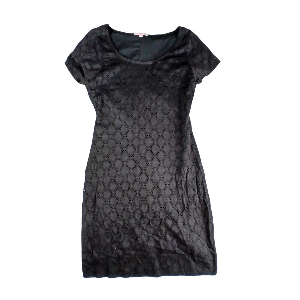 Isaac Mizrahi Dress Womens Medium Black Fitted Knee Length Lace Scoop Neck